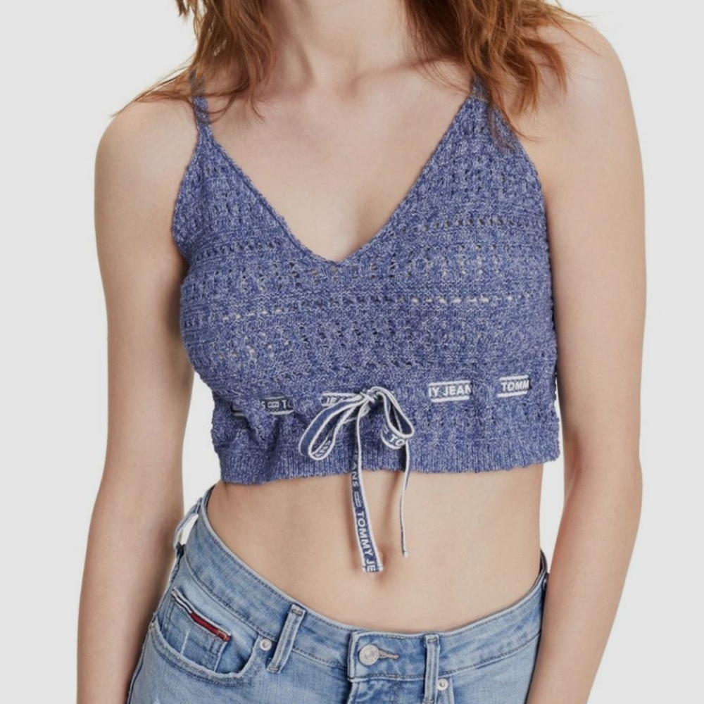 Tommy Jeans Cropped Crochet Bra Top Large